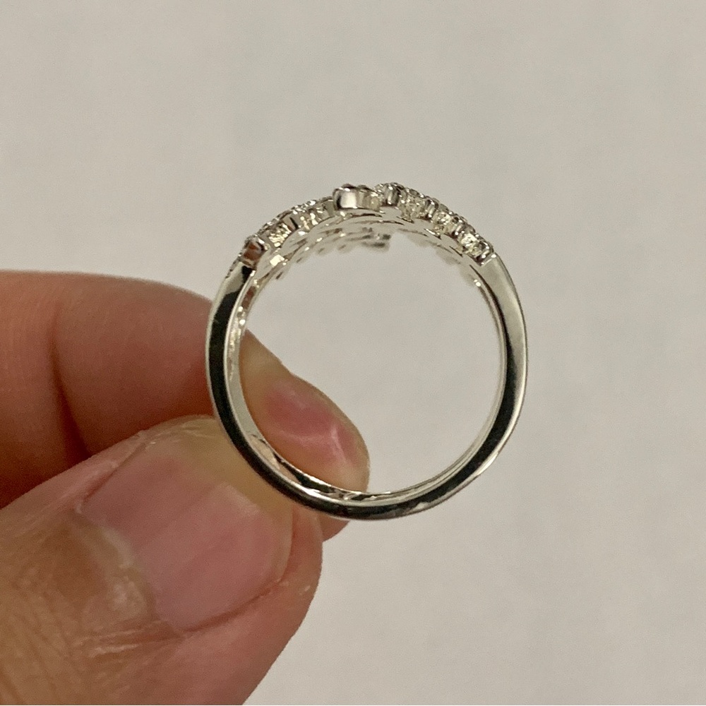 Diamond Leaf Silver Plated Ring Size 8 - image 4